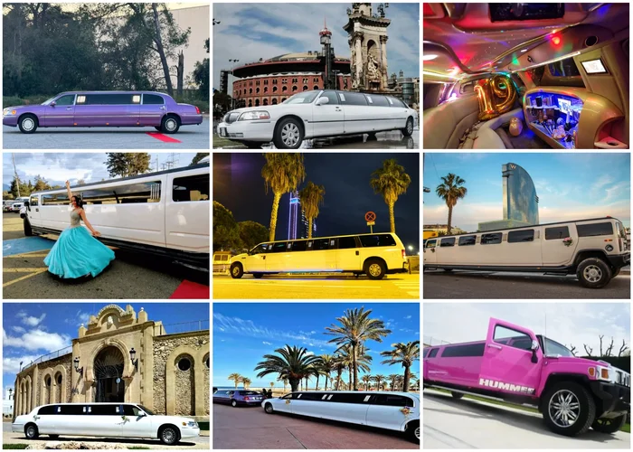 Diversos modelos de limusina Limusina Barcelona para el Alquiler Limusinas, desde clásicas a modernas, destacando diseño, lujo y elegancia para eventos exclusivos